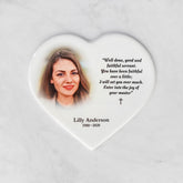 Placa Conmemorativa Cerámica con Foto, 22 cm de ancho – Porcelana en Forma de Corazón para Lápidas